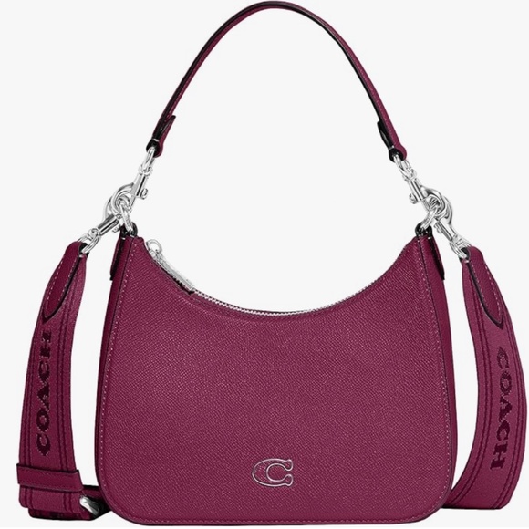 COACH Hobo Crossbody in Crossgrain, Deep Plum - Picture 1 of 9